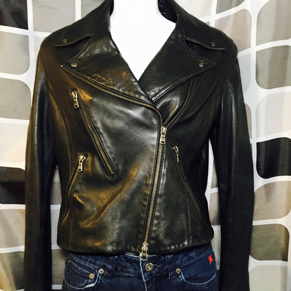 💯 Pauw Amsterdam🔥🔥Lamb Leather Biker Jacket SZ1 - Picture 4 of 8