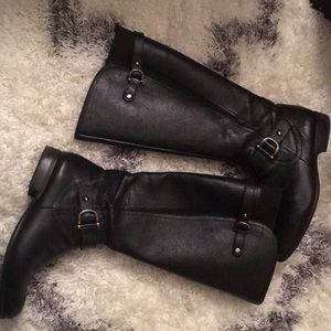 Black wide calf boots