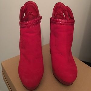 Red suede bootie