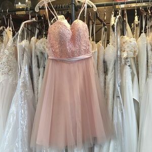 Blush pink Mori Lee bridesmaids dress!