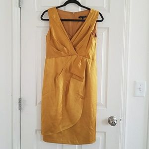 Anthropologie Nanette lepore gold satin dress