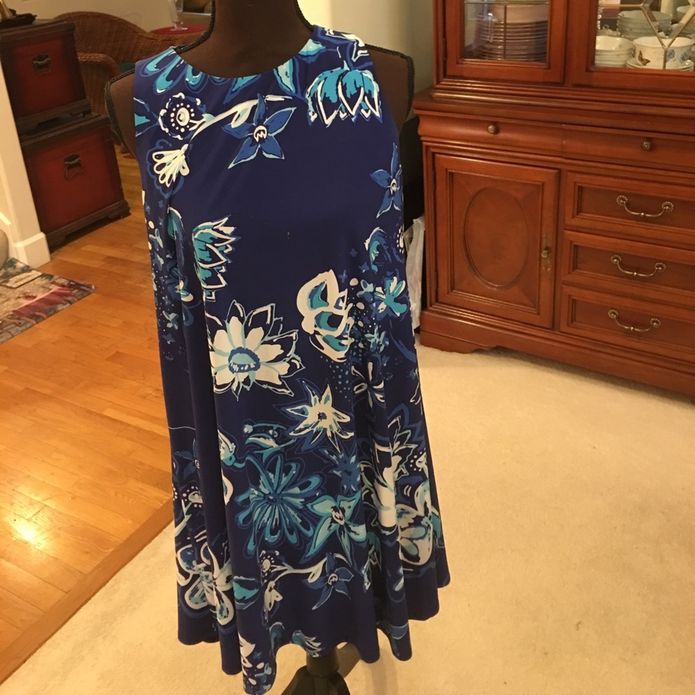 Blue and white dress