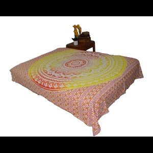 Queen Hippie Yellow Red Mandala Tapestry Ombre
