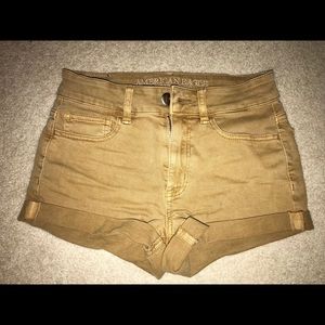 Tan high rise jean shorts