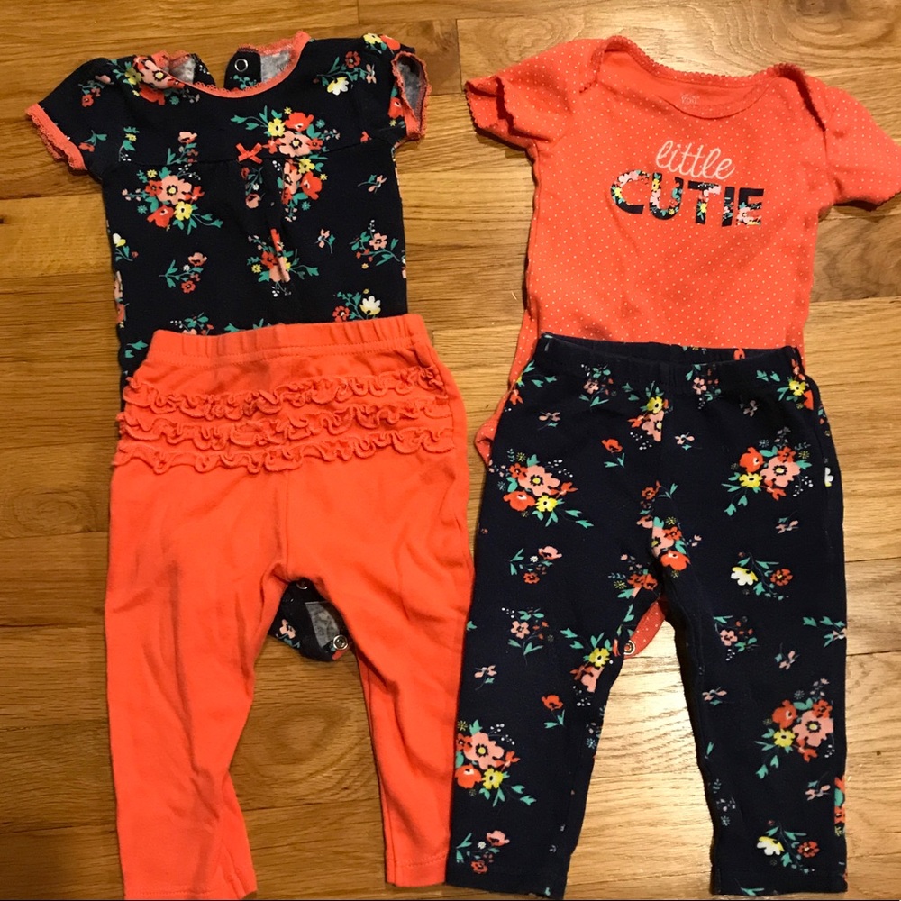 Two Carters Girls Onesie/ legging sets - 9 Month