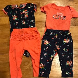 Two Carters Girls Onesie/ legging sets - 9 Month