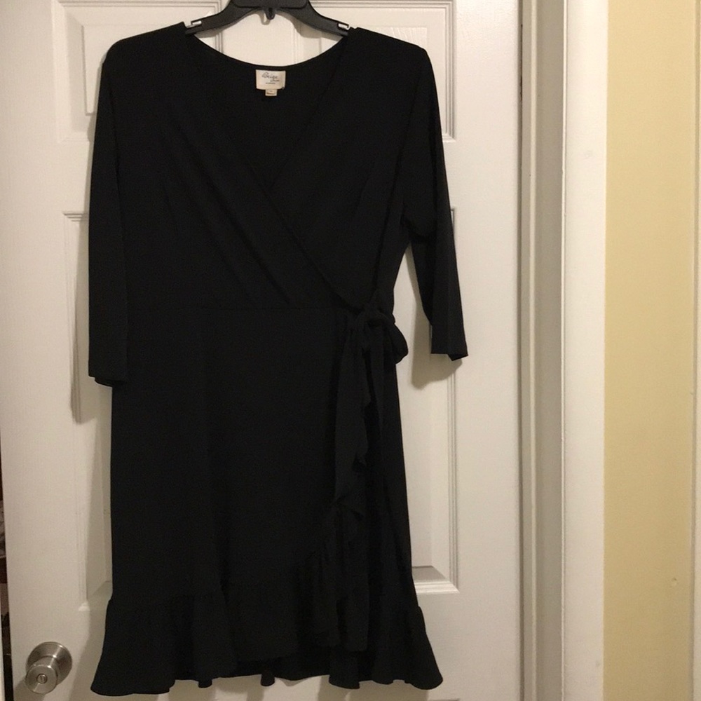 Black Ruffled V Neck Blouse