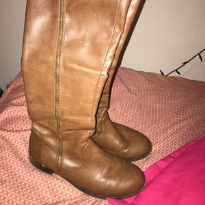 Tan, almost knee high boots Size 9.5