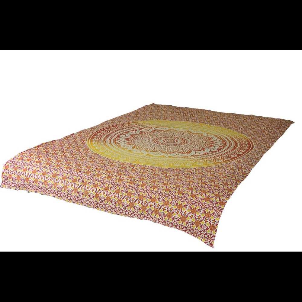 Twin Hippie Yellow Red Mandala Tapestry Ombre