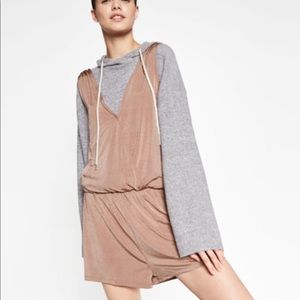 ZARA Jumpsuit With Crossover Neck Nude Pink