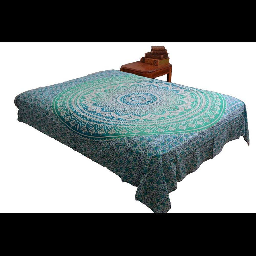 Queen Hippie Sea Blue Mandala Tapestry Ombre Decor