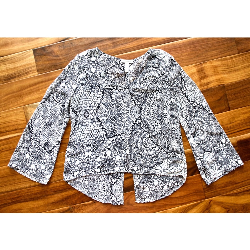 Sheer Bell-Sleeve Blouse