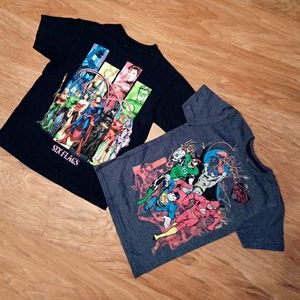 Little boys six flags  & justice league t-shirts