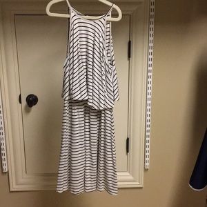 Black and White Striped open back flowey sundress