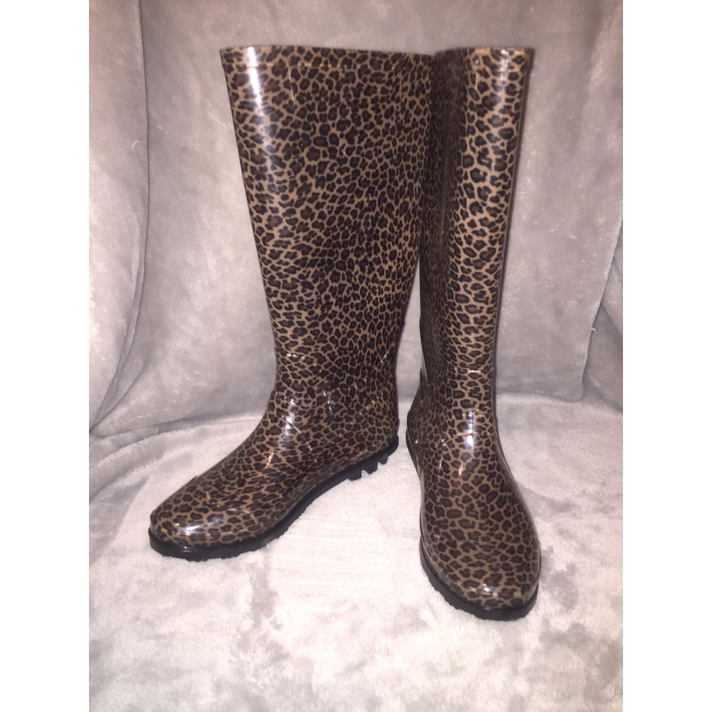 Cheetah Print Rubber Rain Boots