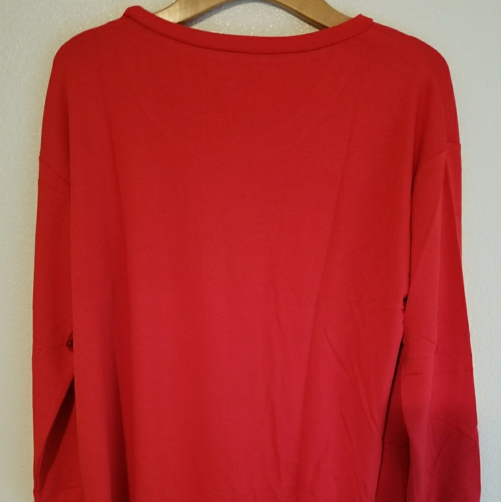 NWT* Red Sequin Deer Patch Long Sleeve Top - Picture 3 of 5