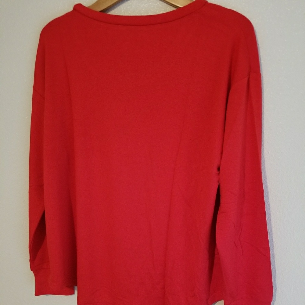 NWT* Red Sequin Deer Patch Long Sleeve Top - Picture 4 of 5