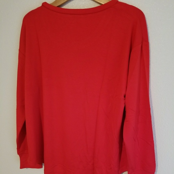 NWT* Red Sequin Deer Patch Long Sleeve Top - Picture 4 of 5