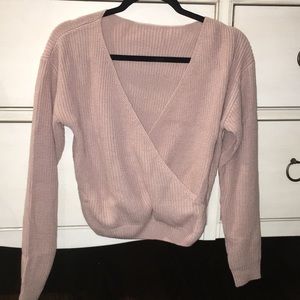 Cropped baby pink sweater