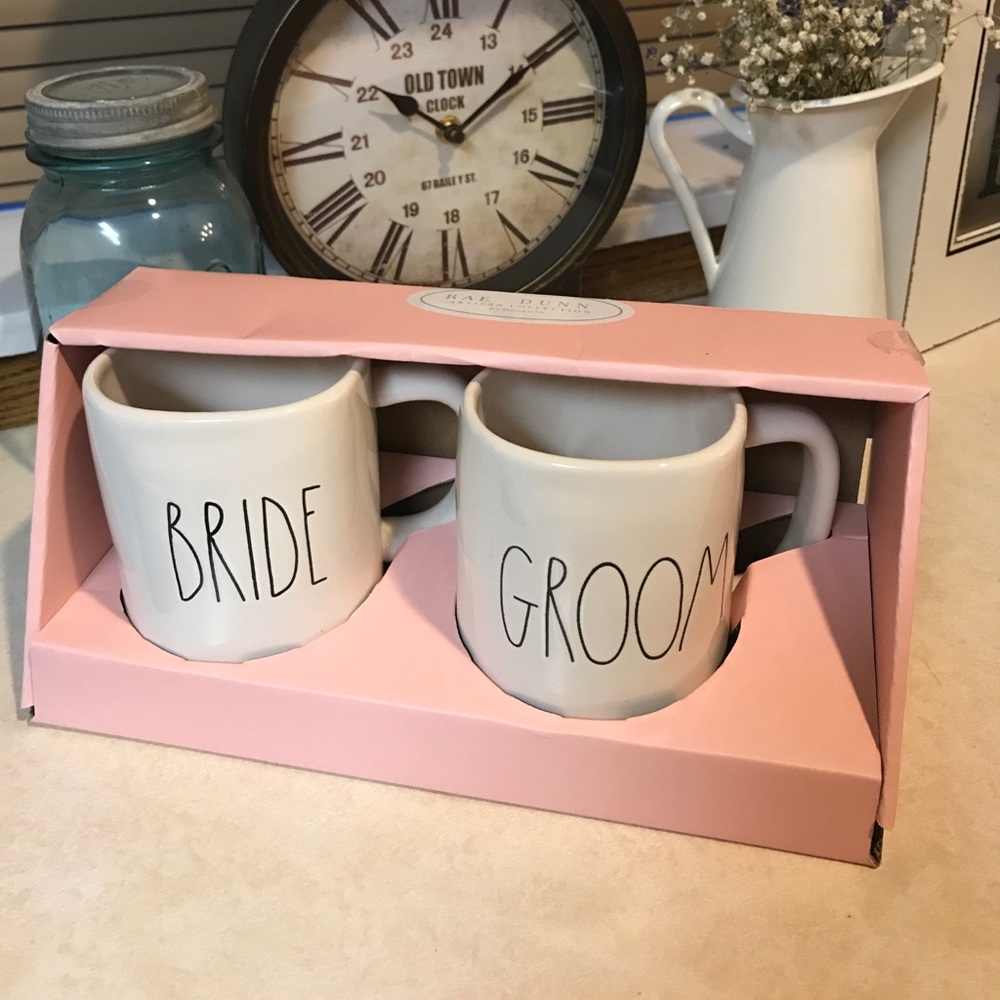 Rae Dunn bride and groom mug set