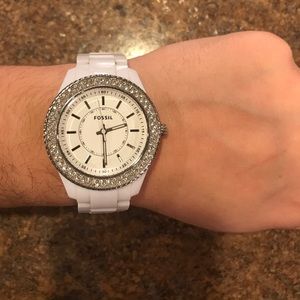 White fossil 38mm watch.