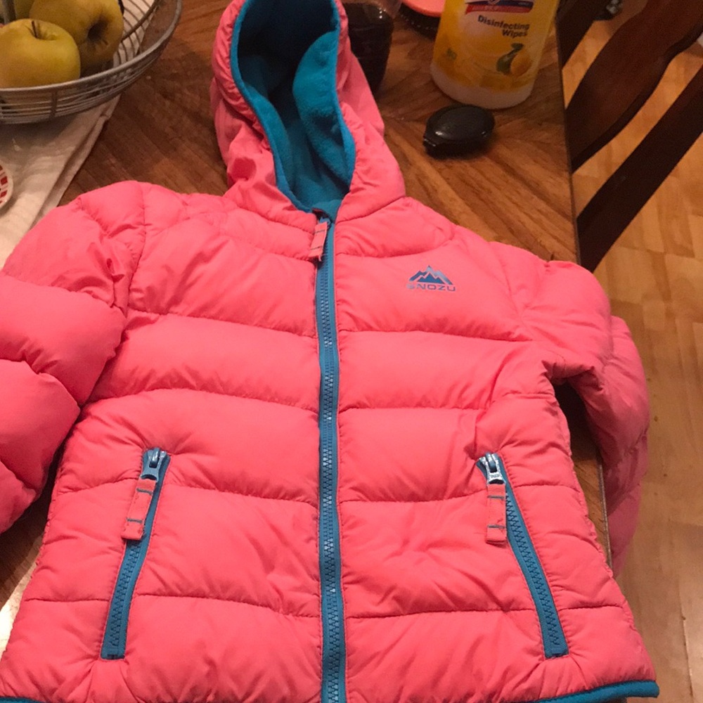 Snozu kids winter coat pink and blue