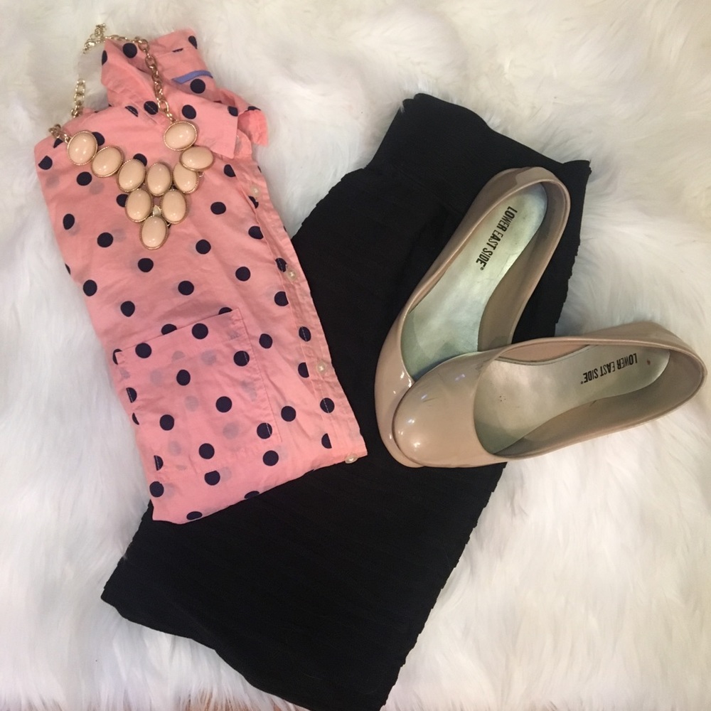 Black and pink polka dot shirt