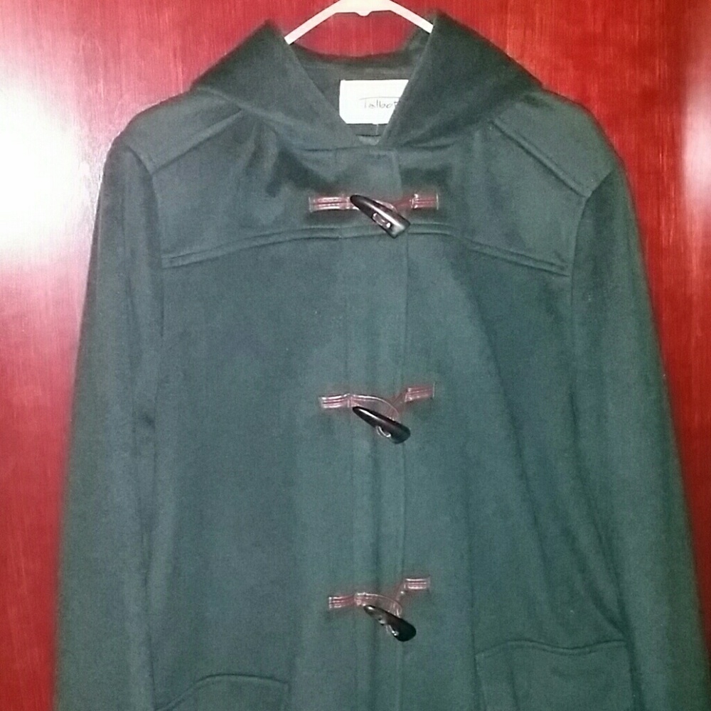 Talbot Green Wool Blend Toggle Hooded Coat SZ 14