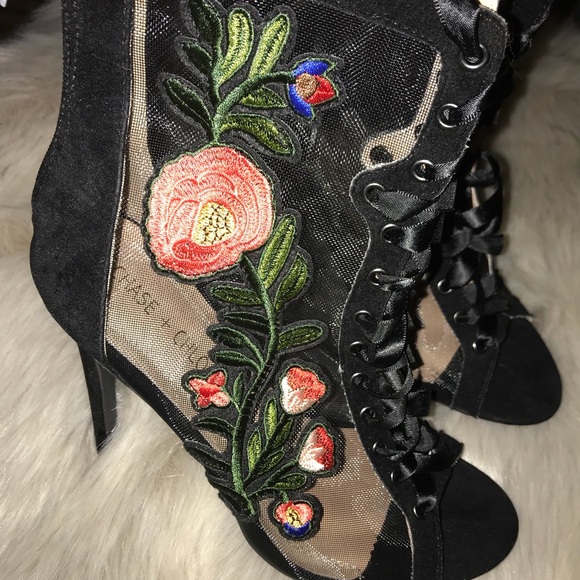Chase + Chloe Embroidered Mesh Peep Toe Dress boot - Picture 2 of 5