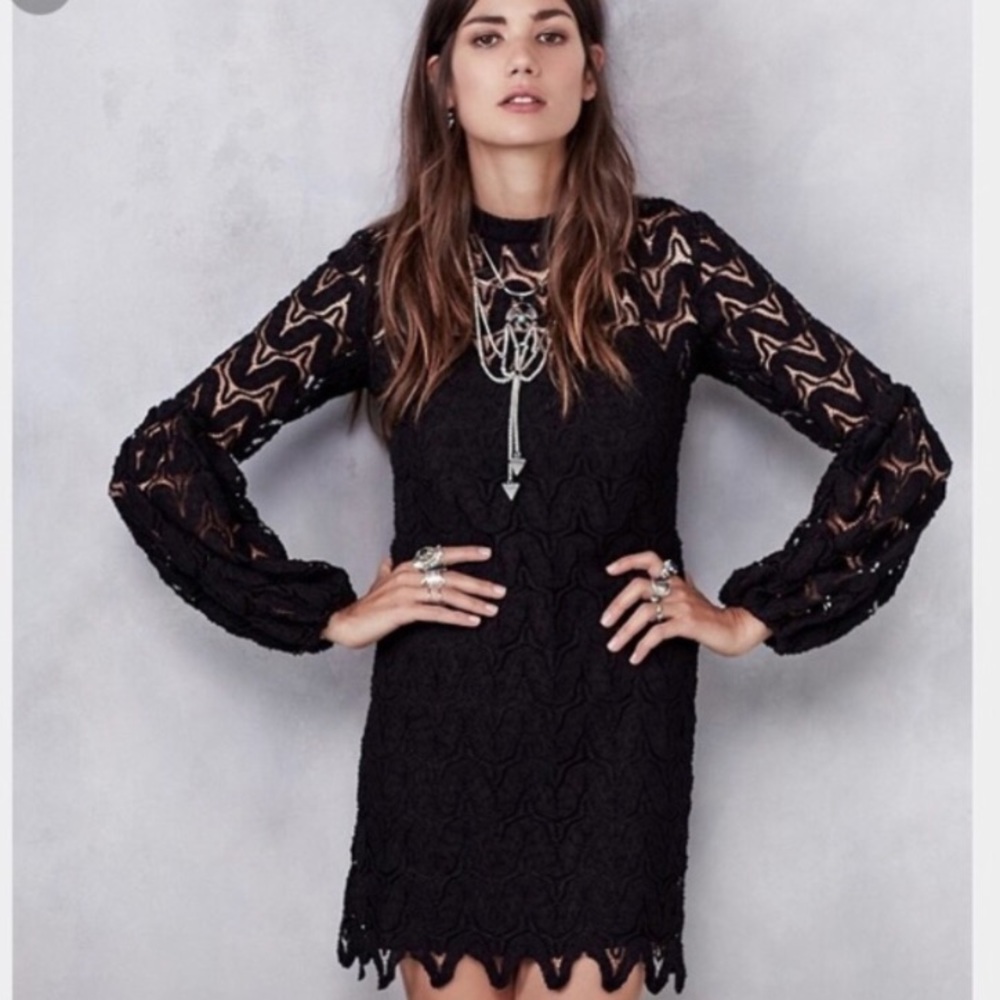 Free People Josey Black Lace Dress