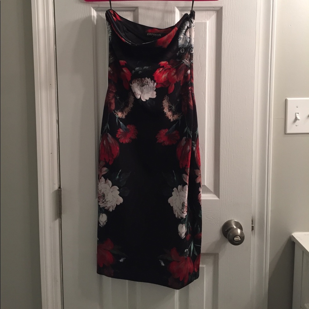 Black and red floral dress