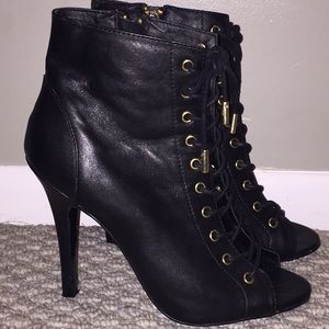 Steve Madden lace up peep toe leather booties