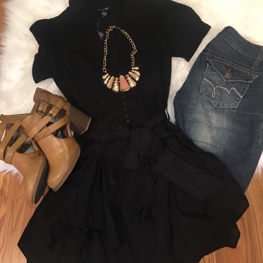 Black frilly shirt