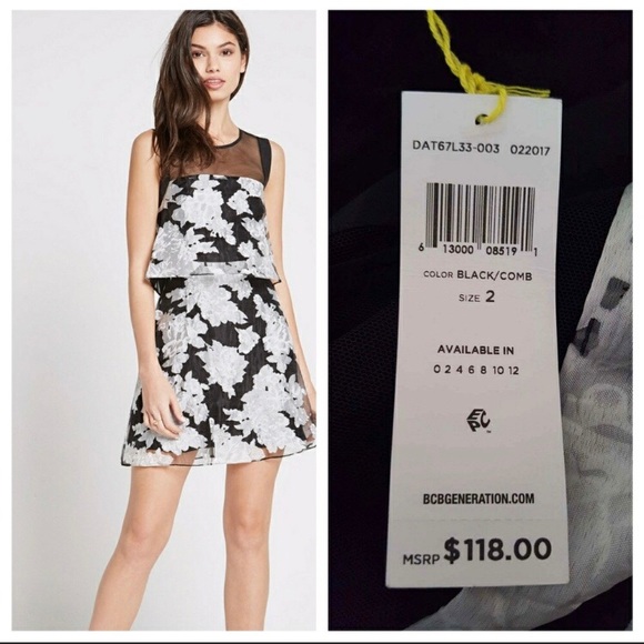 BCBG Flounced Floral Organza Flare Dress - Picture 4 of 4