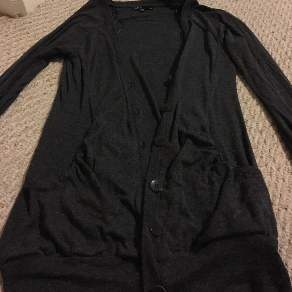 Simple Long Grey Cardigan