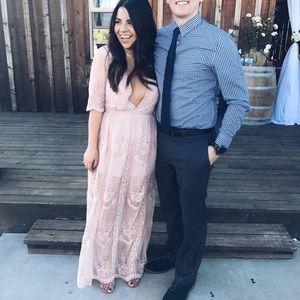 LACE DEEP PLUNGE MAXI ROMPER