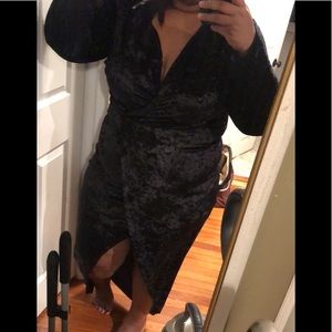 Velvet black maxi with front slip