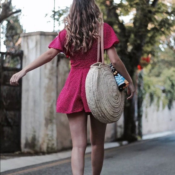 🌸SOLD🌸 ZARA FUCHSIA V NECK POLKA DOT JUMPSUIT - Picture 3 of 7