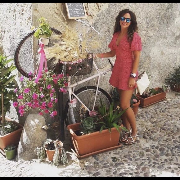 🌸SOLD🌸 ZARA FUCHSIA V NECK POLKA DOT JUMPSUIT - Picture 2 of 7