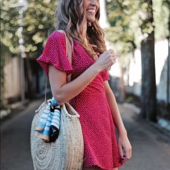 🌸SOLD🌸 ZARA FUCHSIA V NECK POLKA DOT JUMPSUIT - Picture 5 of 7