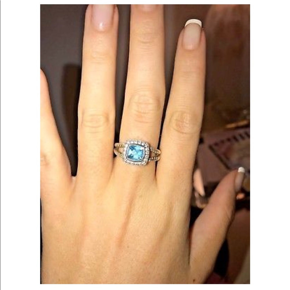 David Yurman Petite Albion Blue Topaz Size 8