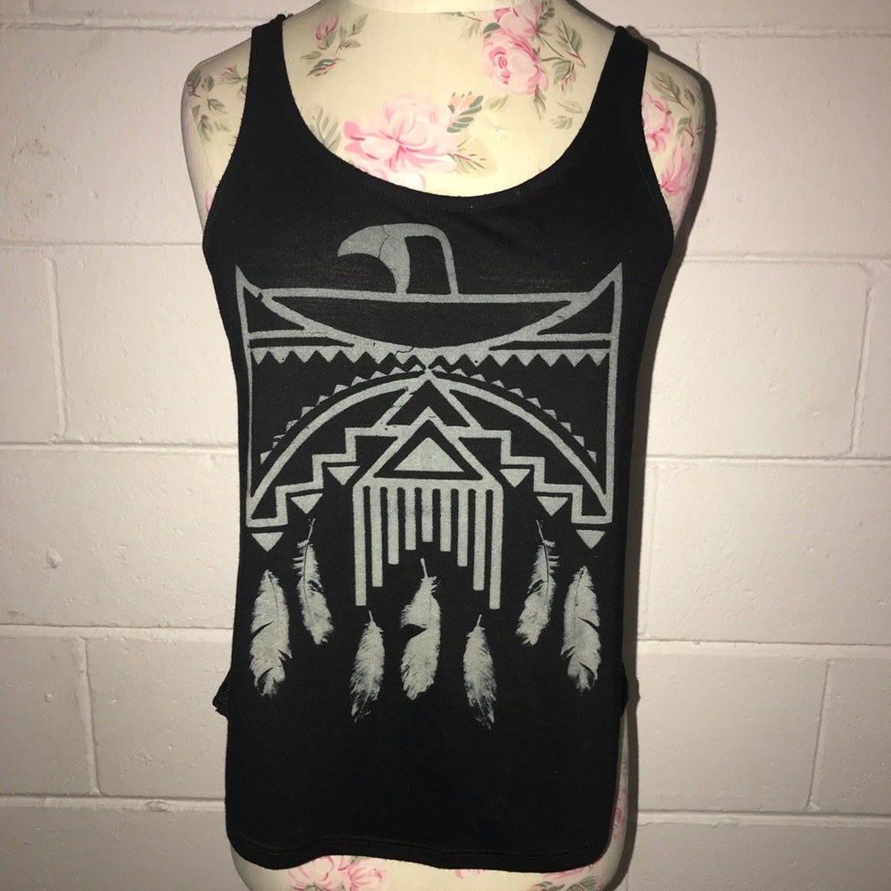 Black Thunderbird Tank Top With Open Back