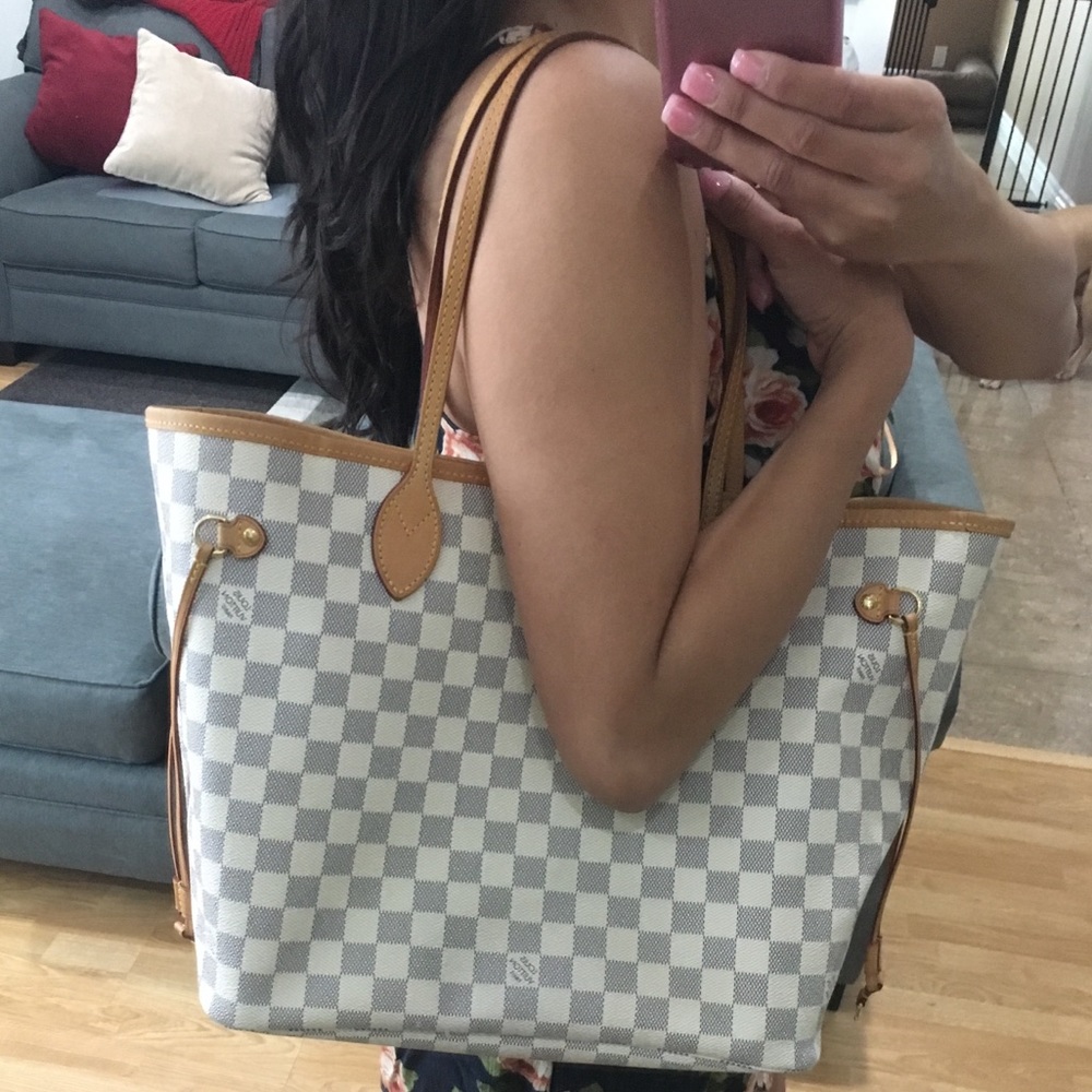 AUTHENTIC Louis Vuitton Neverfull MM Damier Azur