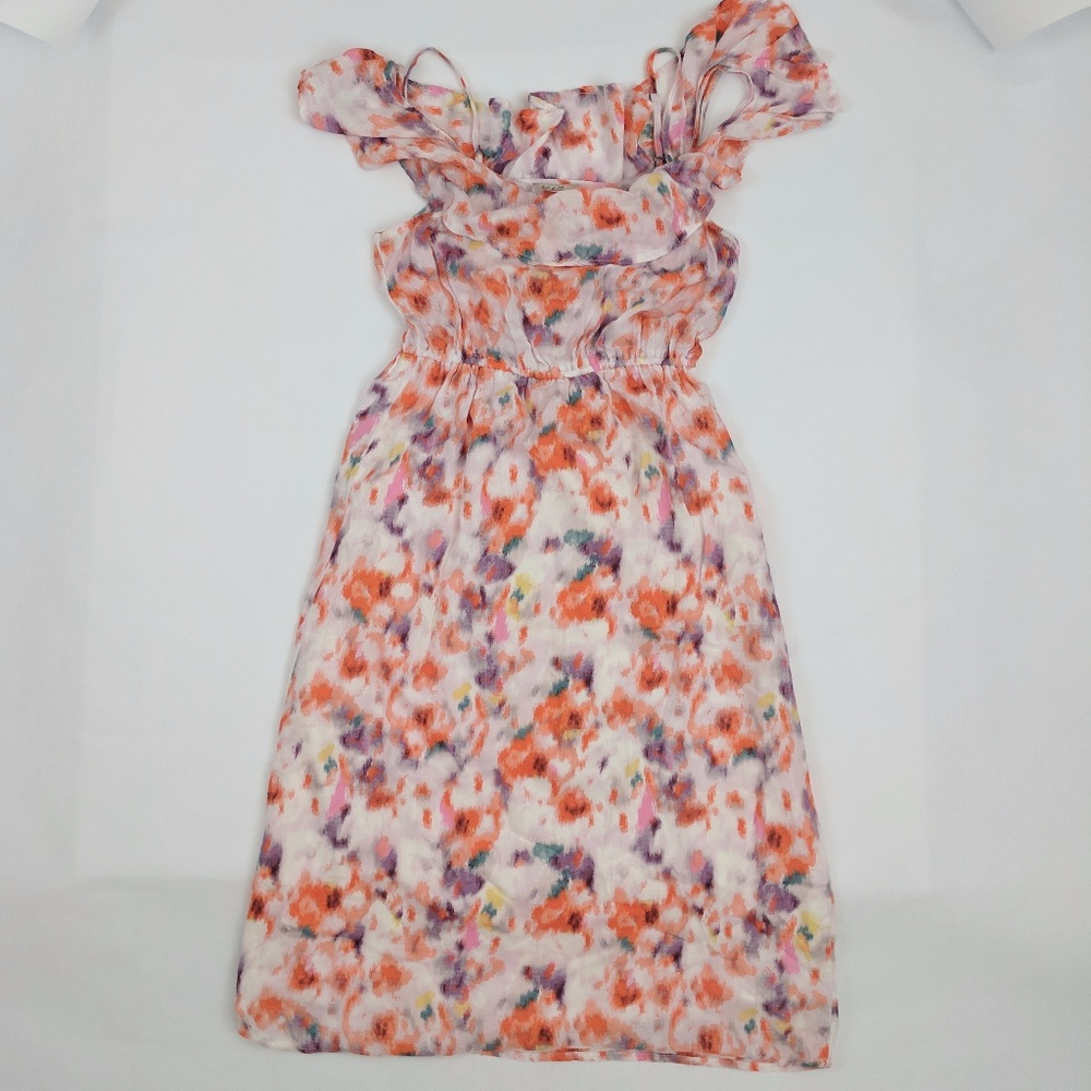 Lucky Watercolor Spaghetti Ruffled Shoulder Floral