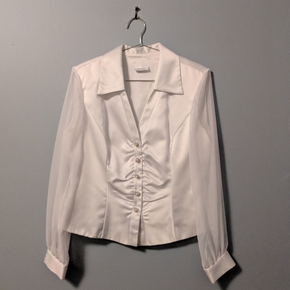 Vintage Satin Button Up Blouse - Picture 1 of 6