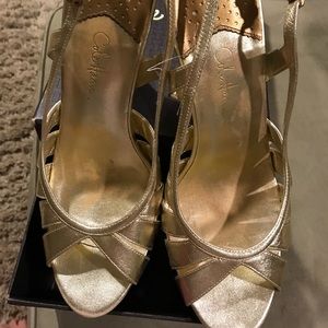 Gold sandal heels