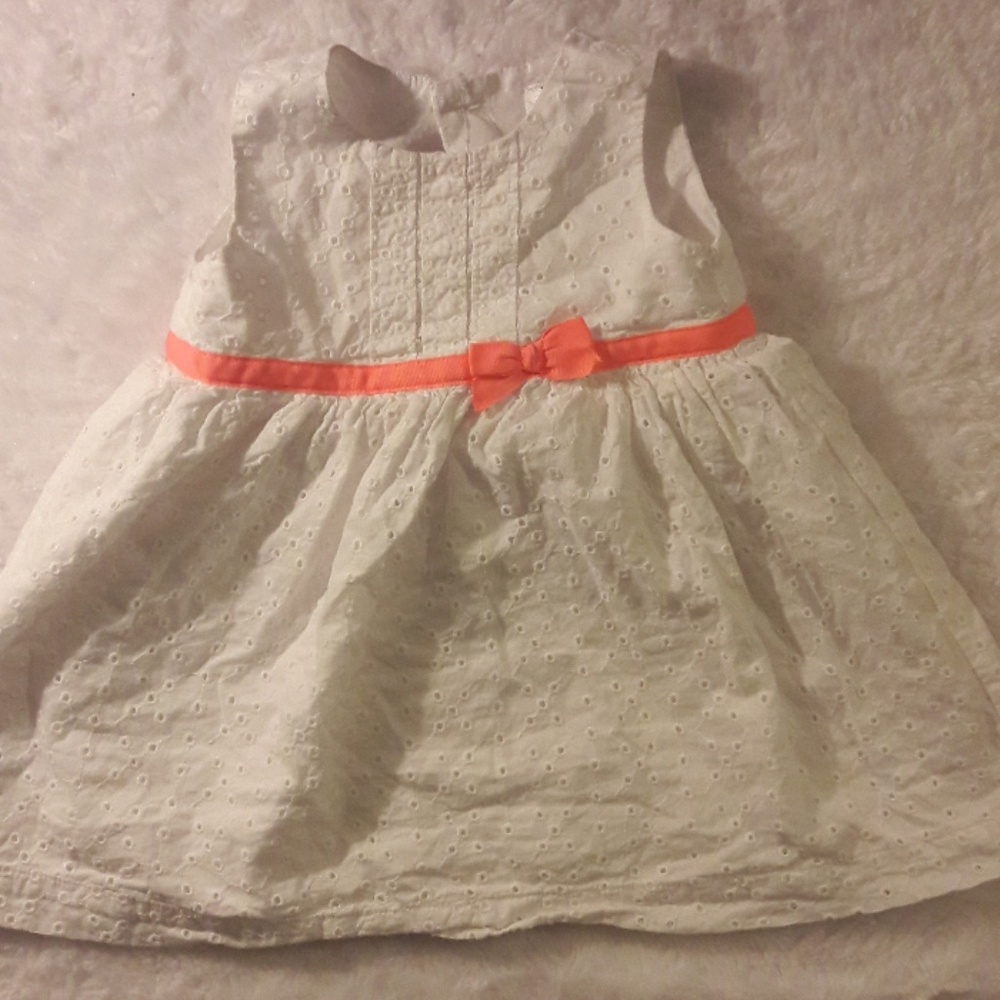 Carter's white dress with pink bow in the front