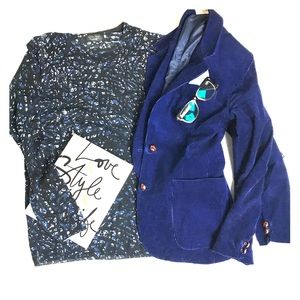 Zara Black, white, blue speckled sweater