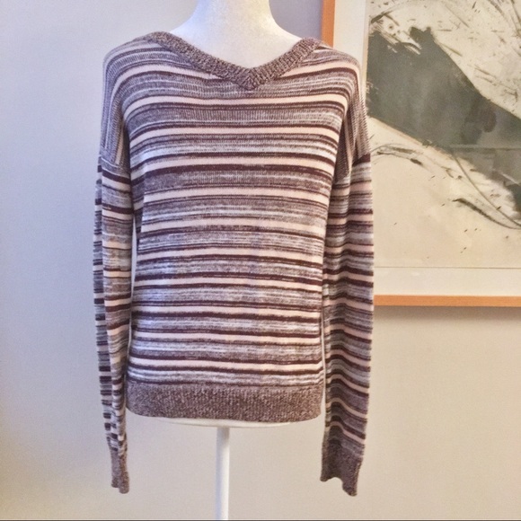Nordstrom Brown Striped Knit Top Sz Small - Picture 3 of 5