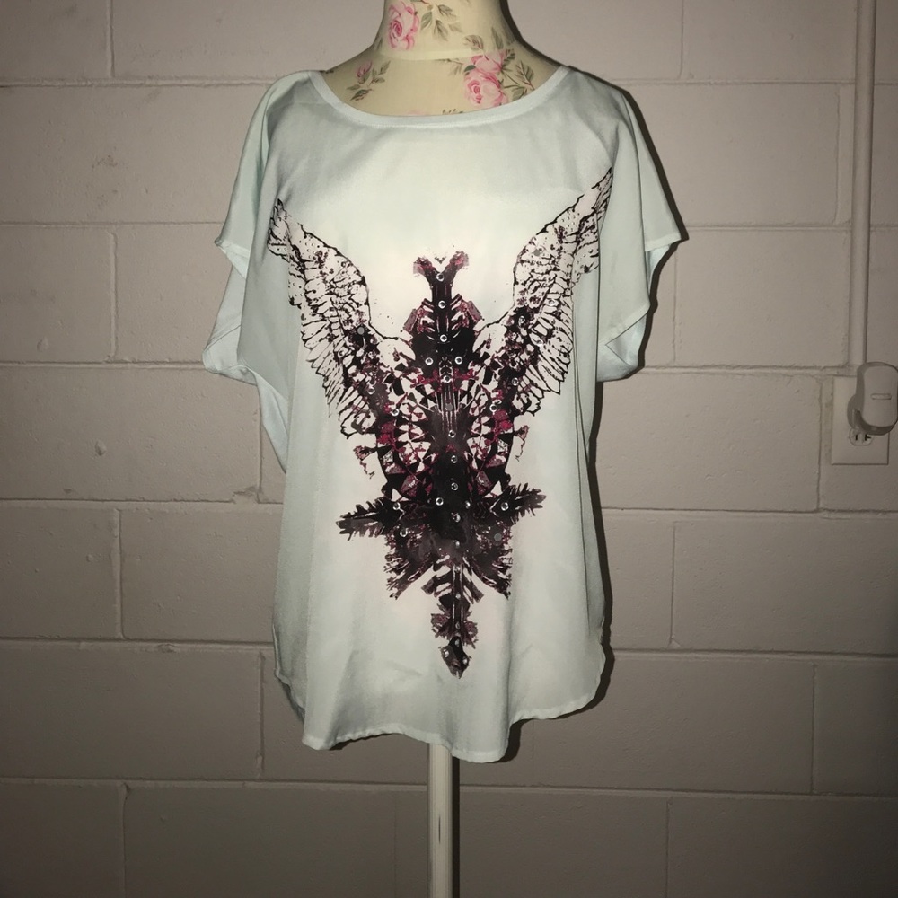 Light Blue Native American Tribal with Wings Shirt